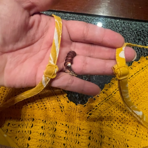 Shein Mustard Crochet Crop Top Bracelet Adjustable Leaf Design 60%Cotton Size XS - Picture 5 of 13